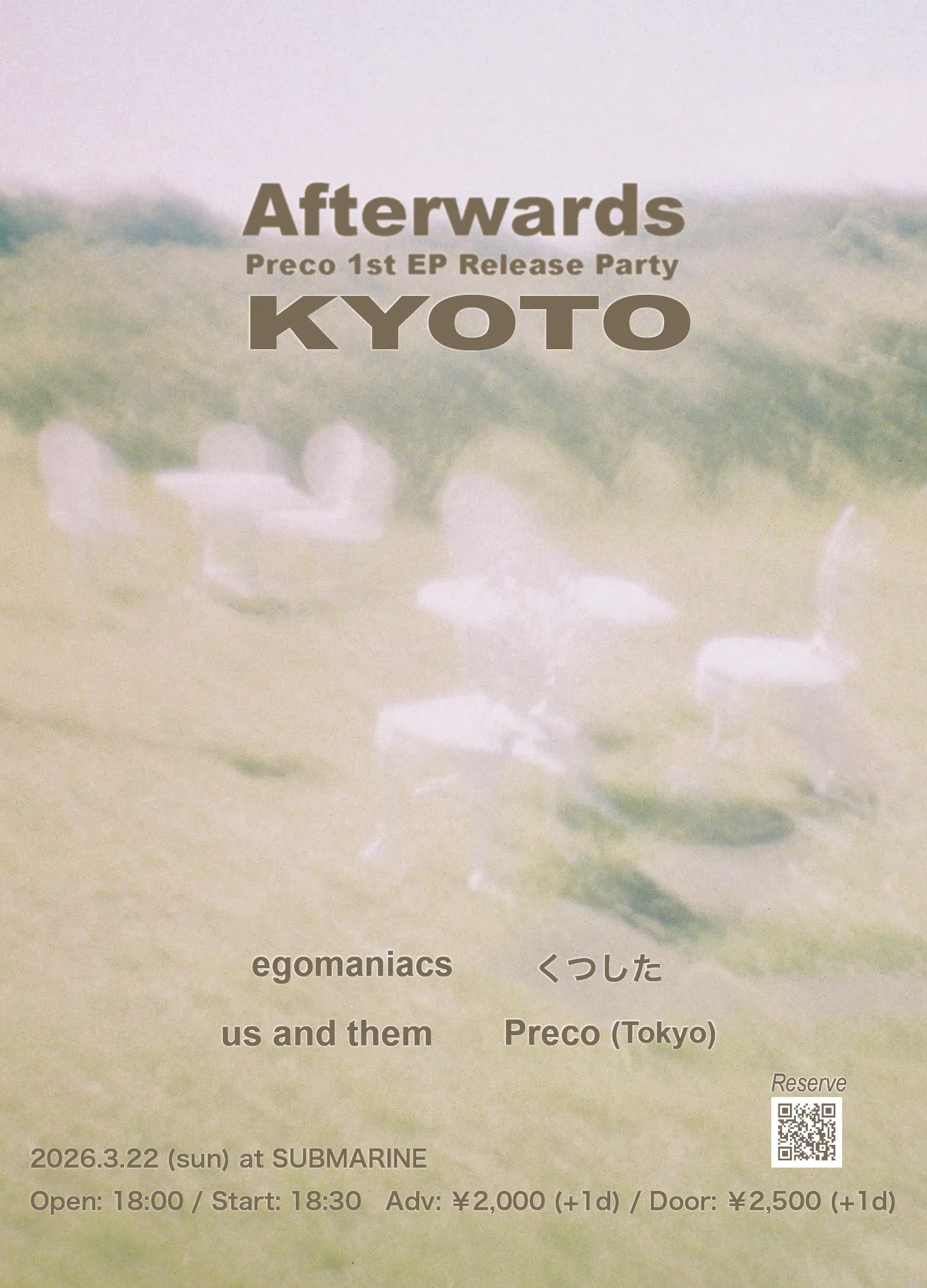 Preco “Afterwards” Release Tour 2026 -Kyoto- Flyer